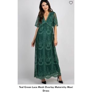 PinkBlush Green Lace Maxi Dress